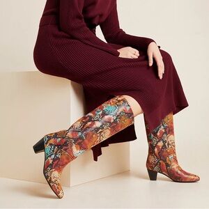 New Anthropologie Joss Snake Knee High Boots 10 40 EU